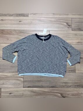 Stitchdrop Womens Boxy Lightweight Striped Sweater Size Small Blue And White